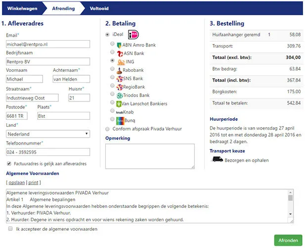 Voorbeeld one page checkout