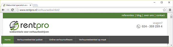 Rentpro.nl voorbeeld goede header